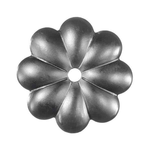 50.006 - ozdobný kovaný květ 90 x 2 mm, otvor 10 mm, pro plot, bránu, zábradlí a mříže