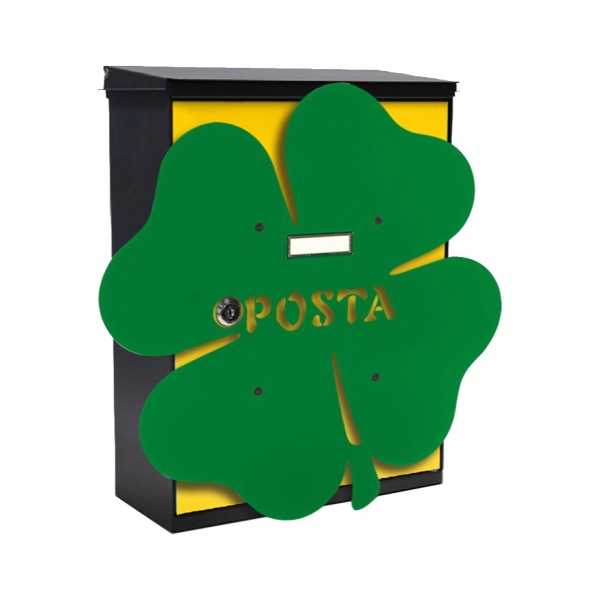 MIA box Four-leaf clover Y - poštovní schránka s výměnným krytem a jmenovkou, čtyřlístek