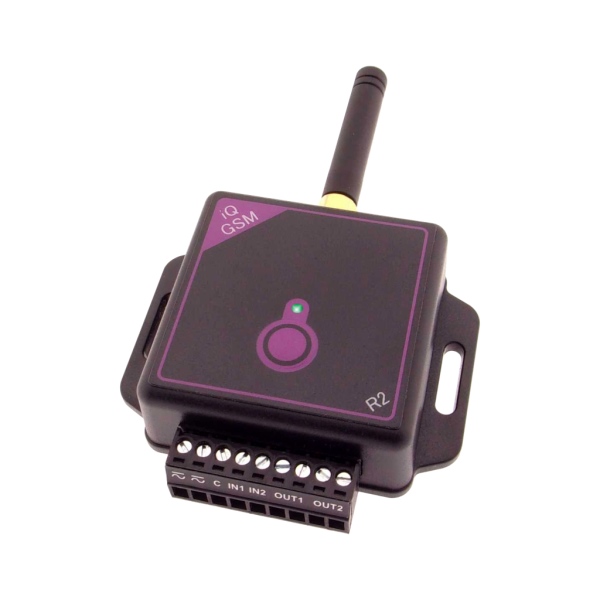 TFE iQGSM R2 20 2 - univerzální GSM relé modul s alarmem, 20 uživatelů, 2 výstupy, 12/24 V AC/DC, GSM klíč