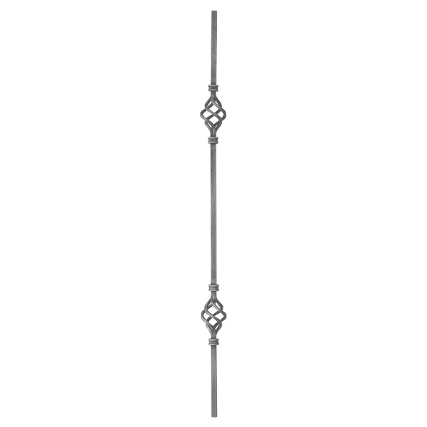 Zdobená tyč pro kované ploty, brány a zábradlí 21.023, 1000 mm, pr.12x12 mm