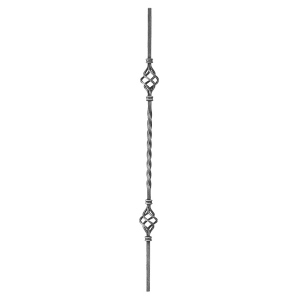 Zdobená tyč pro kované ploty, brány a zábradlí 21.025, 950 mm, pr.12x12 mm