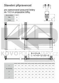 Stavební připravenost pro samonosné posuvné brány do 13,5 m průjezdu