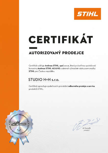 Náhled: Certifikát - Autorizovaný prodejce STIHL