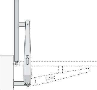 Znázornění montáže pro otevírání křídlové brány směrem ven