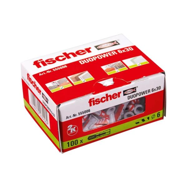 Fischer DUOPOWER 6x30 mm (balení 100 ks) - univerzální uzlovací hmoždinky