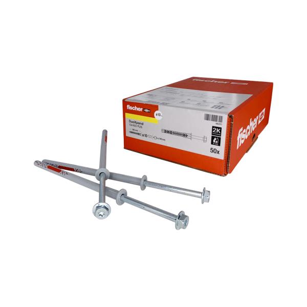 Fischer DuoXpand 10x160 FUS (balení 50 ks) – rámové hmoždinky s pozinkovaným šroubem s šestihrannou hlavou SW13 / TORX T40