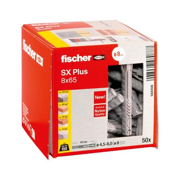 Fischer SX Plus 8x65 mm (balení 50 ks) - rozpínací hmoždinky, prodloužené