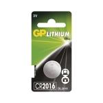 GP CR2016 – knoflíková baterie, Li-Mn, 20 x 1,6 mm, 3 V, 90 mAh