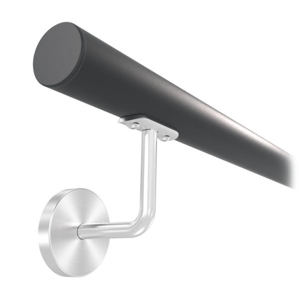 KP-42111 - lakované zábradlí na stěnu, nerezové madlo pr. 42,4 mm, antracit RAL7016, kulaté držáky s krycí rozetou