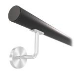 KP-43111_100 - lakované zábradlí na stěnu, nerezové madlo pr. 42,4 mm, černé RAL9005, kulaté držáky s krycí rozetou, délka 100 cm