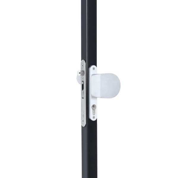 LOCINOX 3006HOLD-PAD – hliníková klika se štítem na křídlové branky, pevná/otočná, stříbrná