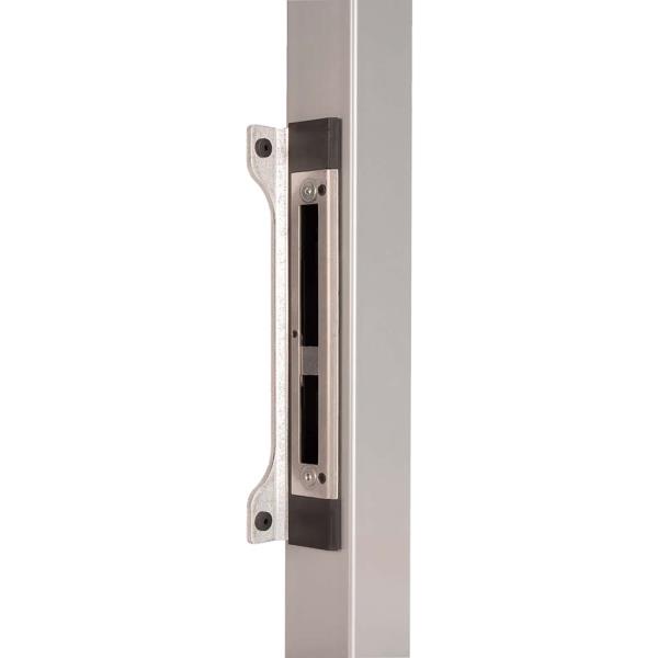 LOCINOX SFKU 40 ALUM – dorazová lišta pro zadlabací zámky LOCINOX, pro profil 40 až 80 mm, pro křídlové branky, stříbrná