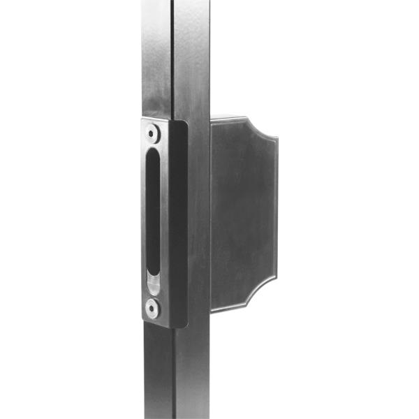 LOCINOX SPKZ TK ALUM - zapadací plech pro profil 40 mm, pro křídlové branky, stříbrný, s okrasným pouzdrem