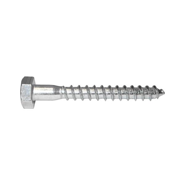 Ocelový podstavcový vrut do dřeva 5x40 mm 6-ti hranná hlava, DIN 571, pozinkováno, pro zábradlí, schodiště a brány
