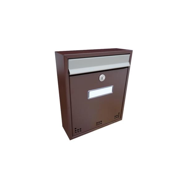 Poštovní schránka DLS-H-011-H, barva schránky hnědá RAL8017 + stříbrná hliníková sklapka