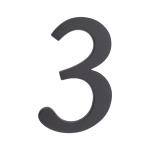 PSG 64.153 - hliníková 3D číslice 3, číslo na dům, výška 190 mm, černá