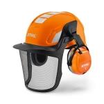 STIHL ADVANCE X-VENT SOUND BT – pracovní helma se štítem a elektronickou ochranou sluchu SNR 27, mřížka z pružinové oceli